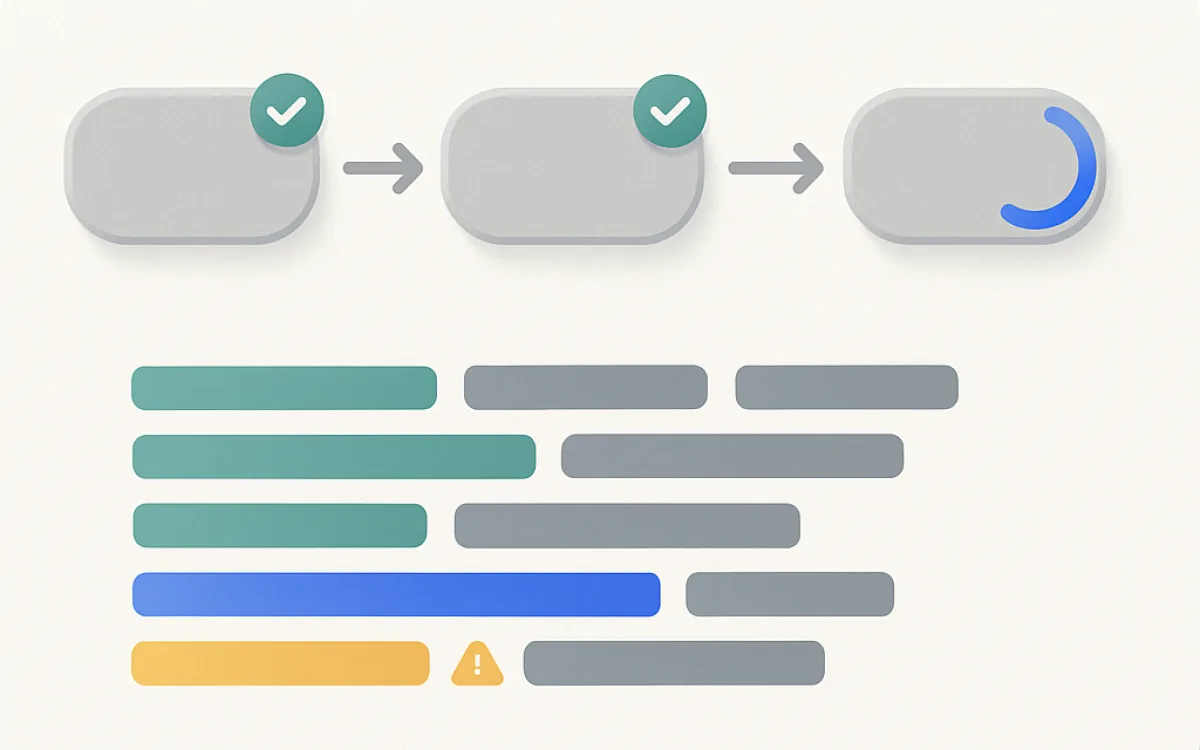 Deployment pipeline dashboard showing build, test and deploy stages