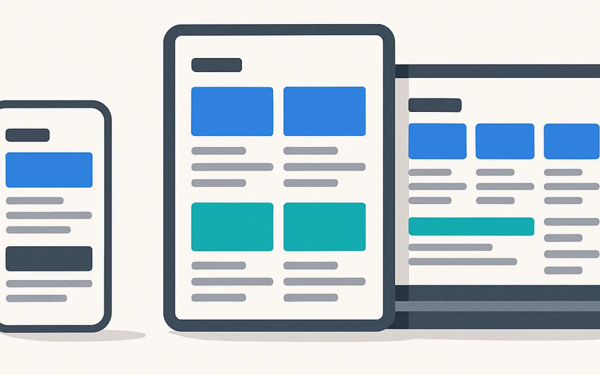 The same website shown side by side on a phone, a tablet and a laptop