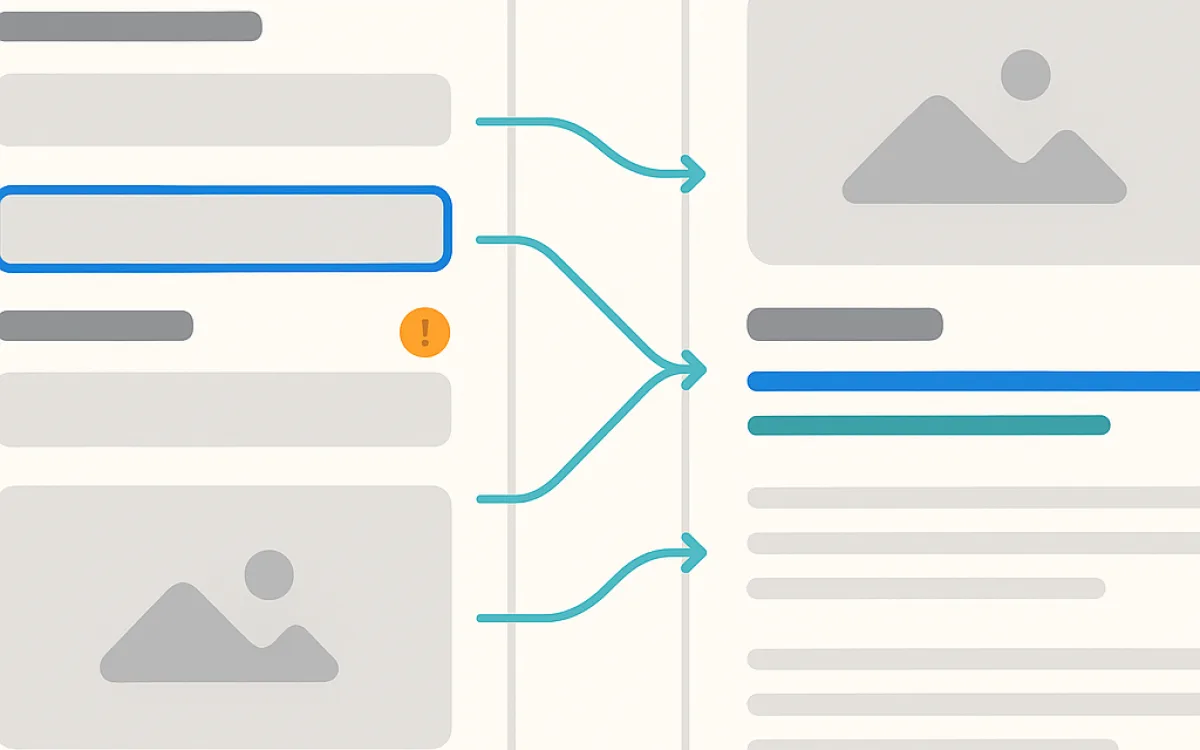 Content editor screen showing structured fields and a live preview